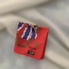 未使用　セリーヌ　ハンカチ　大判　約51センチ　レッド