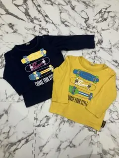 2枚セット 80cm La Chiave 長袖 Tシャツ 双子 スケートボード