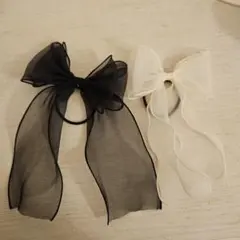 シフォンリボンヘアアクセサリー2個セット