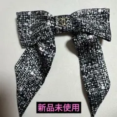 CHANEL ボウ　バレッタ　ツイード柄　25B ピンク　ブラック　ココマークのサムネイル