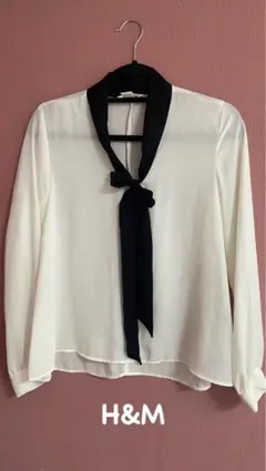 H&M リボン付きホワイトシャツ 長袖