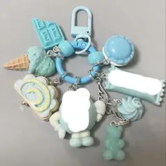 じゃらじゃらキーホルダー　水色系