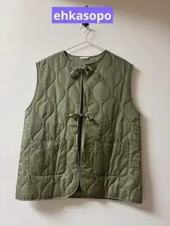 エホカソポ　オリーブグリーン キルティングベスト