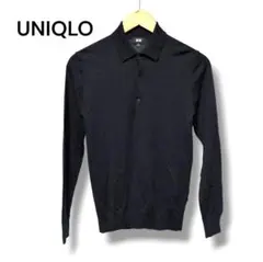 UNIQLO メリノニットポロセーター 長袖 ネイビー XS