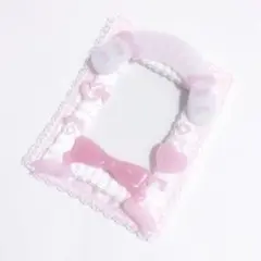 35. たれ耳 うさぎ ピンク ホイップデコ トレカケース レースデコ