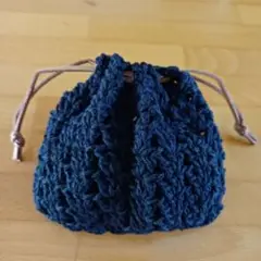 ♦新品未使用♦　ミニ巾着かぎ針編み　ハンドメイド　ブラック