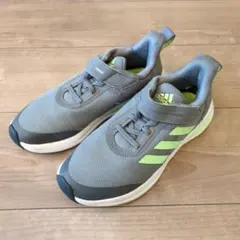 adidas グレー/グリーン スニーカー ベルクロ 22cm