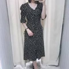 AnMILLE 花柄ロングOP BK ブラック