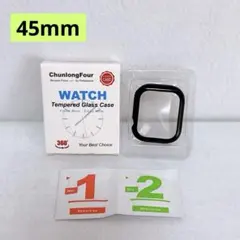 Apple Watch 45mm カバー ケース ブラック 1個 ガラスケース