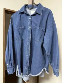 バヤコさんコラボ　フリンジ裾　デニムシャツ Lサイズ