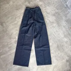 デニムワイドパンツ ハイウエスト イージーパンツ 脚長効果 M〜L相当