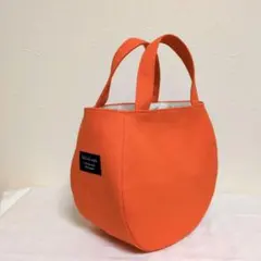 帆布ころりんバッグ　トートバッグ　オレンジ　ハンドメイド