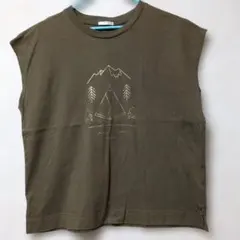 GU ノースリーブ Tシャツ カーキ キャンプ柄