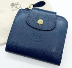 IL BISONTE 二つ折り財布 ネイビー レザー
