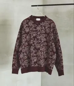 EMMA CLOTHES フラワーモールヤーンジャガードニット ワインのサムネイル