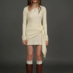 aclent リブニットワンピース　ホワイト