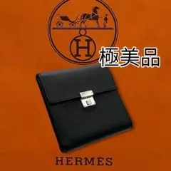 【正規品】エルメス カーフ クリック12 三つ折り財布 黒 ブラック H金具のサムネイル