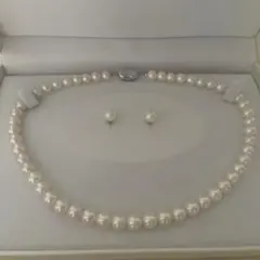 淡水真珠　ネックレス&ピアス　セット　ホワイト8ミリ