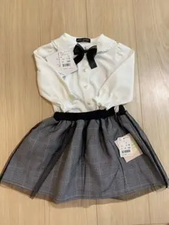 フォーマル　ブラウス　チェックチュール　ベビー 80