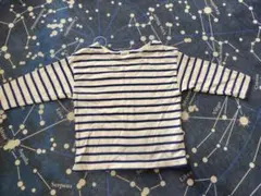 100cm 白と青のストライプ 長袖カットソー