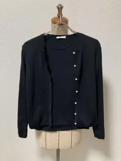 美品　アベニールエトワール　ブラックカーディガン ノースリーブ　セット　32