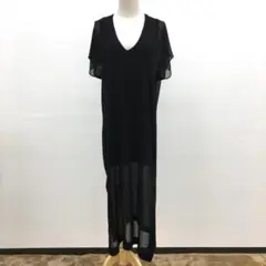 ZARA ザラ　シースルーロングワンピース　半袖ワンピ　Vネック