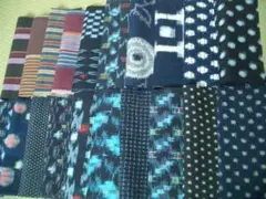 古布木綿絣はぎれミニ20枚⑰アンティーク着物生地備後久留米書生藍染め雪ん子