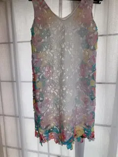 ROYAL PARTY カラフル花柄レースノースリーブワンピース