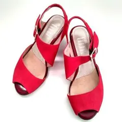 fitfit セパレートヒールストラップサンダル 22.0 レッド 天然皮革