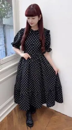 青木美沙子 しまむらコラボ ドットセーラーワンピース