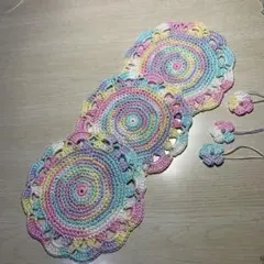 かぎ針編み パステルカラー コースター 3枚セット ☆２５６