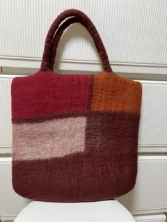 スウェーデン Klippan フェルト トートバッグ 花柄 緑 ハンドメイド
