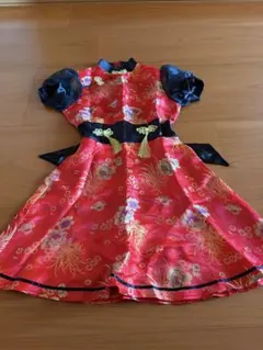 チャイナドレス レッド 花柄 パフスリーブのサムネイル