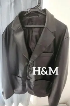 H&M フェイクレザー テーラードジャケット ブラック ゆるシルエット