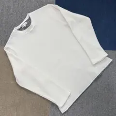 THESHOPTK ホワイト ワッフル編み 長袖カットソー L