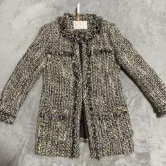 グレースコンチネンタル ノーカラージャケット ツイード