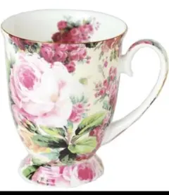 花柄陶器マグカップ 11cm