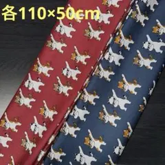 ねこダンシング柄生地　オックス　2点　《各110×50cm》