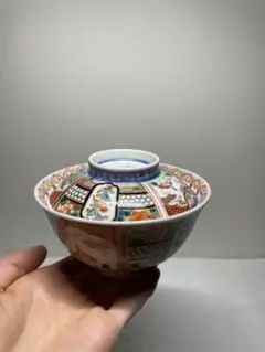 古伊万里の金襴手（きんらんで）大振蓋茶碗 蓋つき煮物椀 色絵 染付