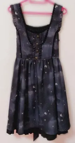 axes femme ワンピース 夜空 星 星座 青 ブルー 紺 ネイビー 黒