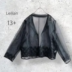 【Leilian】　美品　大きいサイズ　シアージャケット　ボタンレス　個性的のサムネイル