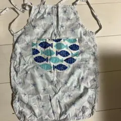 魚柄子供用エプロン　リバーシブル　コットン　ポケットつき