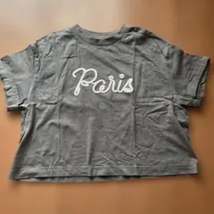 GU Paris ロゴ 刺繍 クロップド Tシャツ グレー 150のサムネイル
