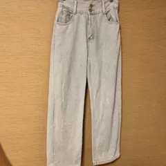ハイウエストストレートデニムパンツ ライトブルー