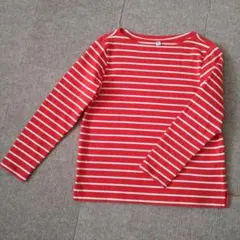 UNIQLO 長袖Tシャツ M レッド・ホワイトストライプ
