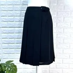 エルプラネット　プリーツスカート　巻きスカート　黒　L相当　デザインベルト付き