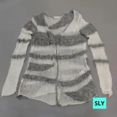 SLY カーディガン ボーダー 透かし編み 長袖 秋