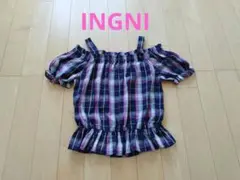 【INGNI】オフショルダー チェック柄 トップス M