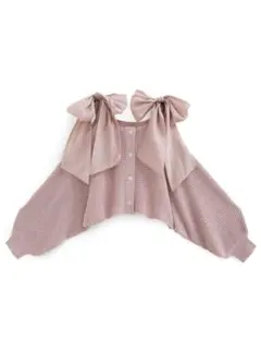 【新品未使用】GRL／グレイル　ショルダーリボンオフショルラメニットカーディガン