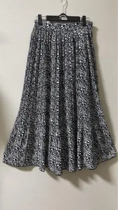 オペーク ドットクリップ 花柄 フレア ロングスカート M 38